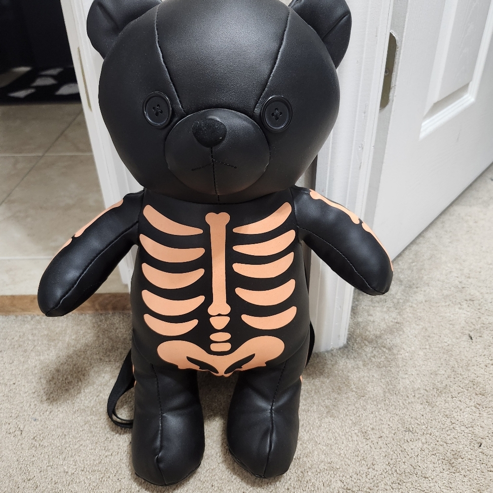 Black Skeleton Bear Backpack